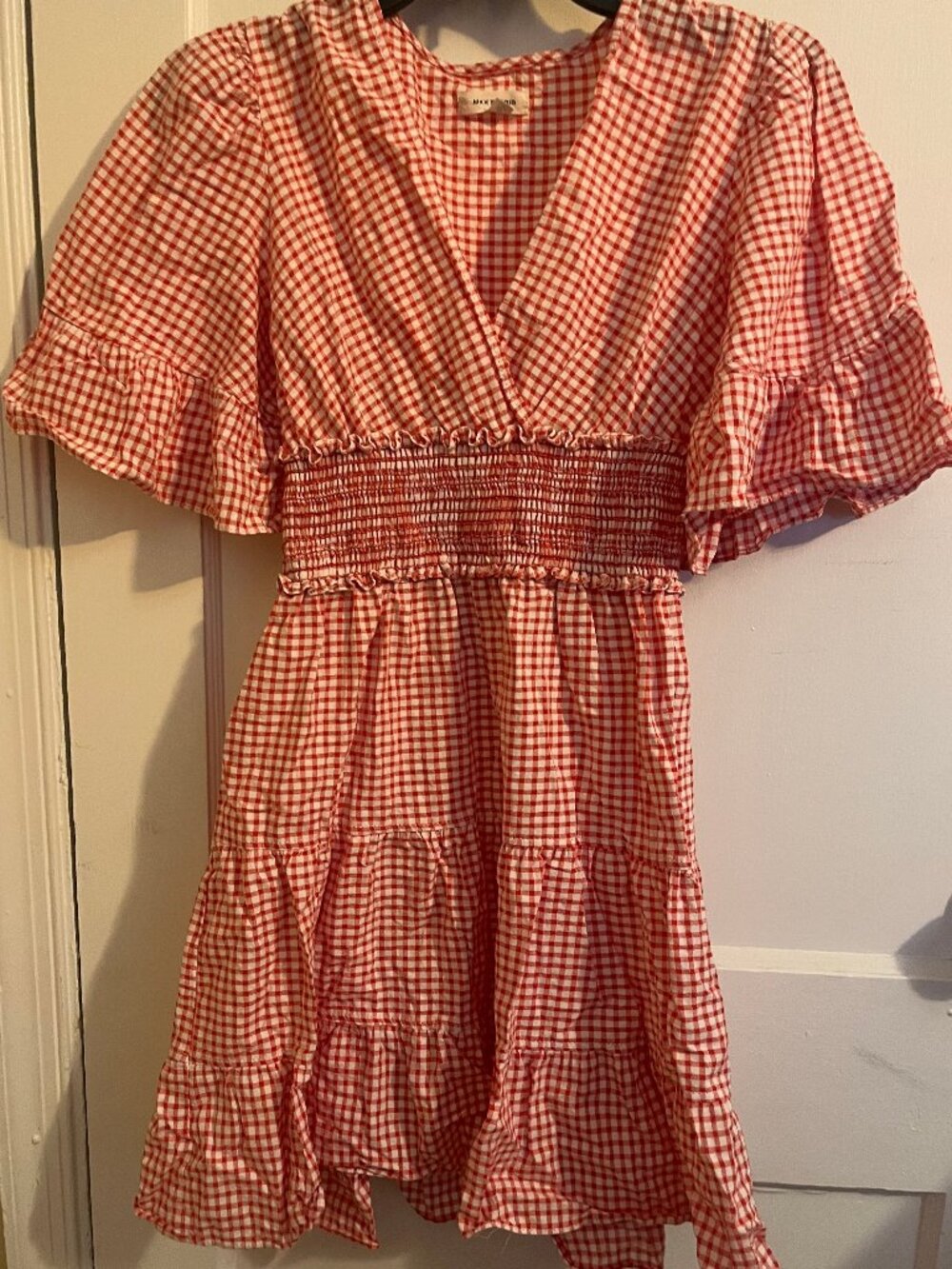 Max Studio Casual Red and White Gingham Dress